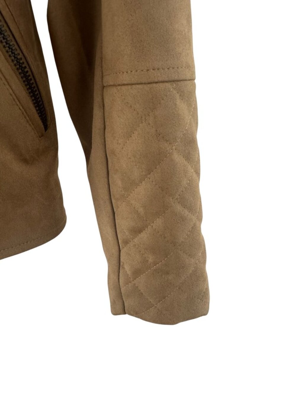 KUT from the Kloth Marlowe Faux Suede Moto Jacket Brown Tan XL Coat Zip Biker - Picture 3 of 13